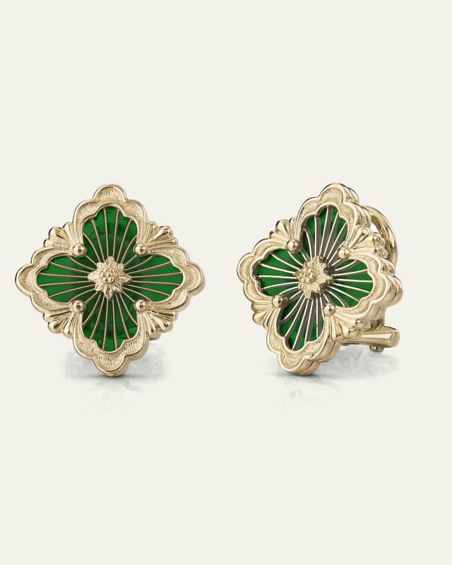 Opera Tulle Medium Button Earrings in Green Enamel